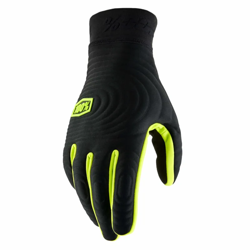 100% Brisker Xtreme Gloves in Black/Fluo Yellow