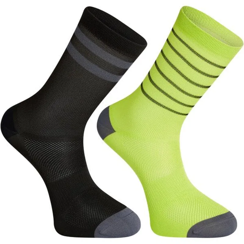 Madison Sportive Mid 2PK Socks in Black And Yellow